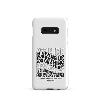 Addiction Is Giving Up Snap Recovery Phone Case close-up view (view 2)