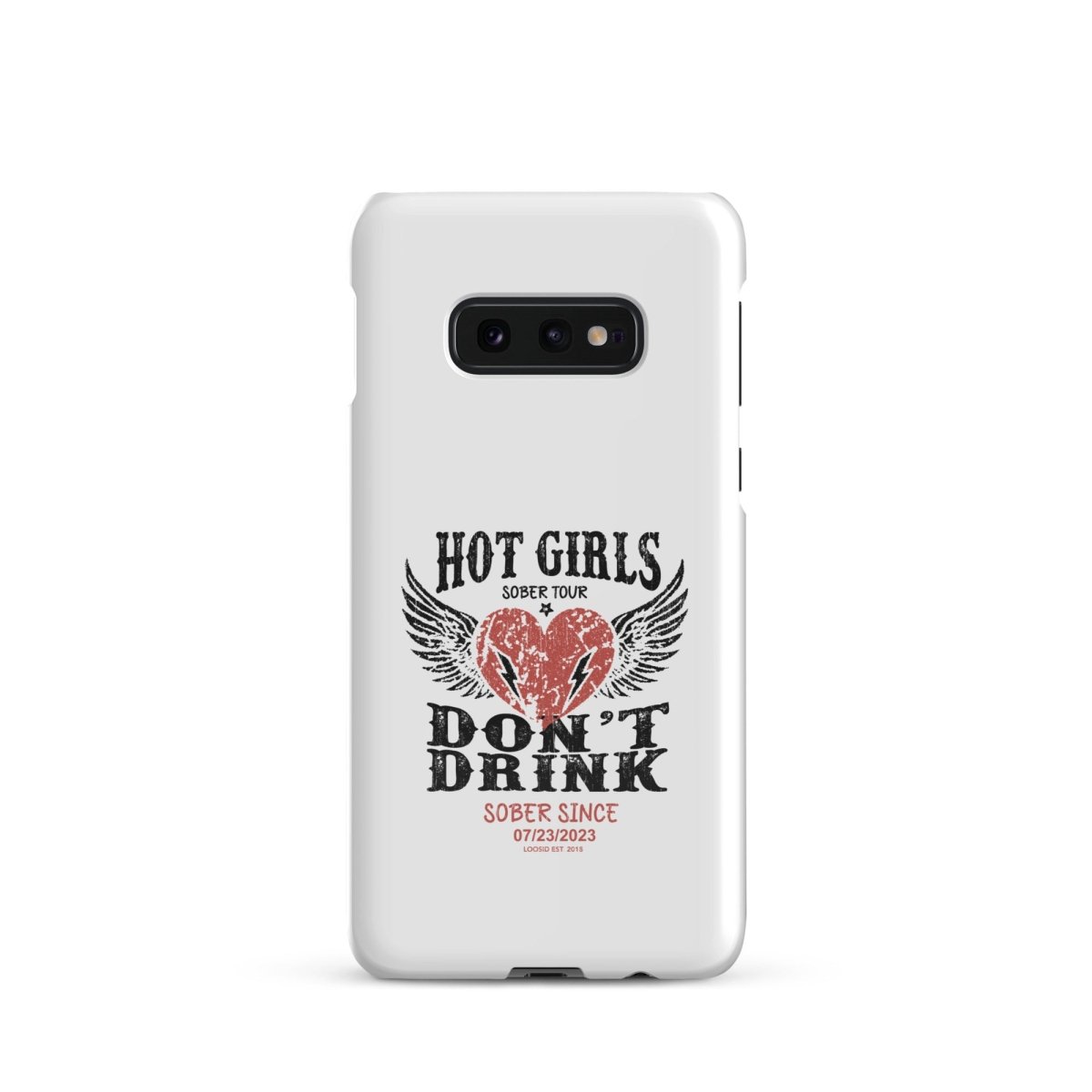 Hot Girls Don't Drink Snap Recovery Phone Case flat lay styled image (view 3)