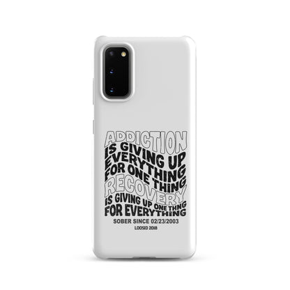 Addiction Is Giving Up Snap Recovery Phone Case graphic detail (view 4)