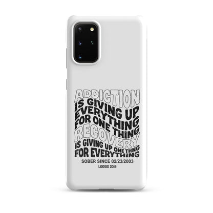 Addiction Is Giving Up Snap Recovery Phone Case side view (view 6)
