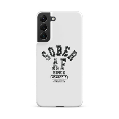 Sober AF Snap Recovery Phone Case flat lay styled image (view 13)