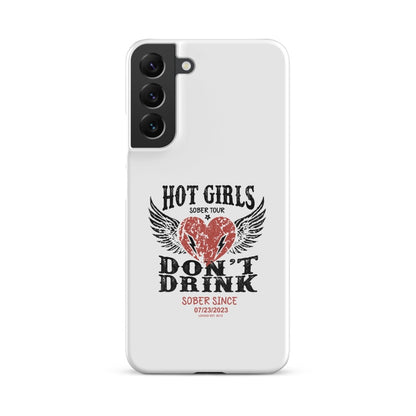 Hot Girls Don't Drink Snap Recovery Phone Case flat lay styled image (view 13)