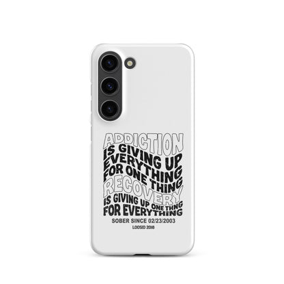 Addiction Is Giving Up Snap Recovery Phone Case lifestyle view (view 15)