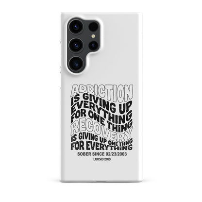 Addiction Is Giving Up Snap Recovery Phone Case back view (view 17)