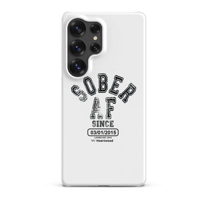 Sober AF Snap Recovery Phone Case flat lay styled image (view 23)