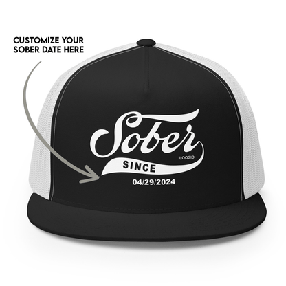 Sober Since Snapback Trucker Hat w/ Personalized Sobriety Date