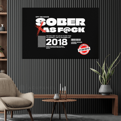 Sober As F*ck Canvas w/ Personalized Sobriety Date