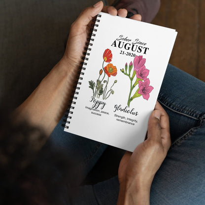 Sober Flower Month Journal w/ Personalized Sobriety Date