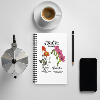Sober Flower Month Journal w/ Personalized Sobriety Date