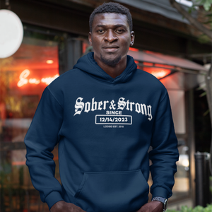 Men's Old School Sober Hoodie w/ Personalized Sobriety Date