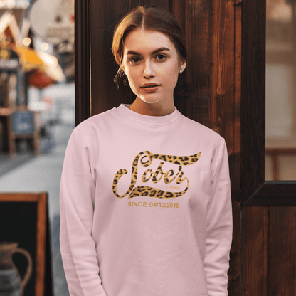 Leopard Sober Since Sweatshirt w/ Personalized Sobriety Date