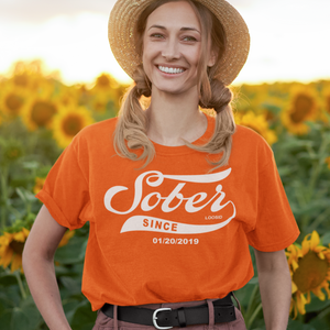 Women's Sober Since T-Shirt w/ Personalized Sobriety Date