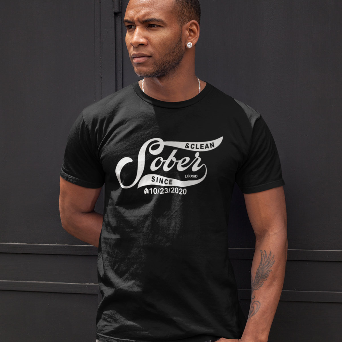 Mar Mens Sober Since T-Shirt w/ Personalized Sobriety Date
