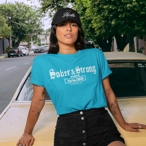 Women's Old School Sober T-Shirt w/ Personalized Sobriety Date