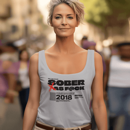 Loosid Sober As F*ck Womens Muscle Sober Tank Top featuring the design