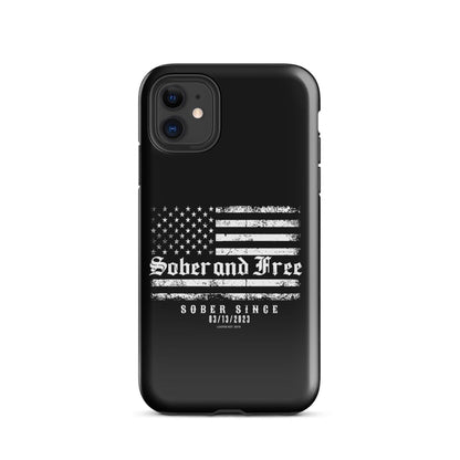 Sober and Free Recovery Phone Case close-up view (view 2)