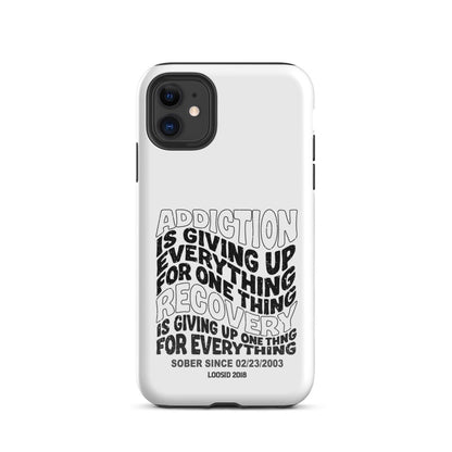 Addiction is Giving Up Recovery Phone Case close-up view (view 2)