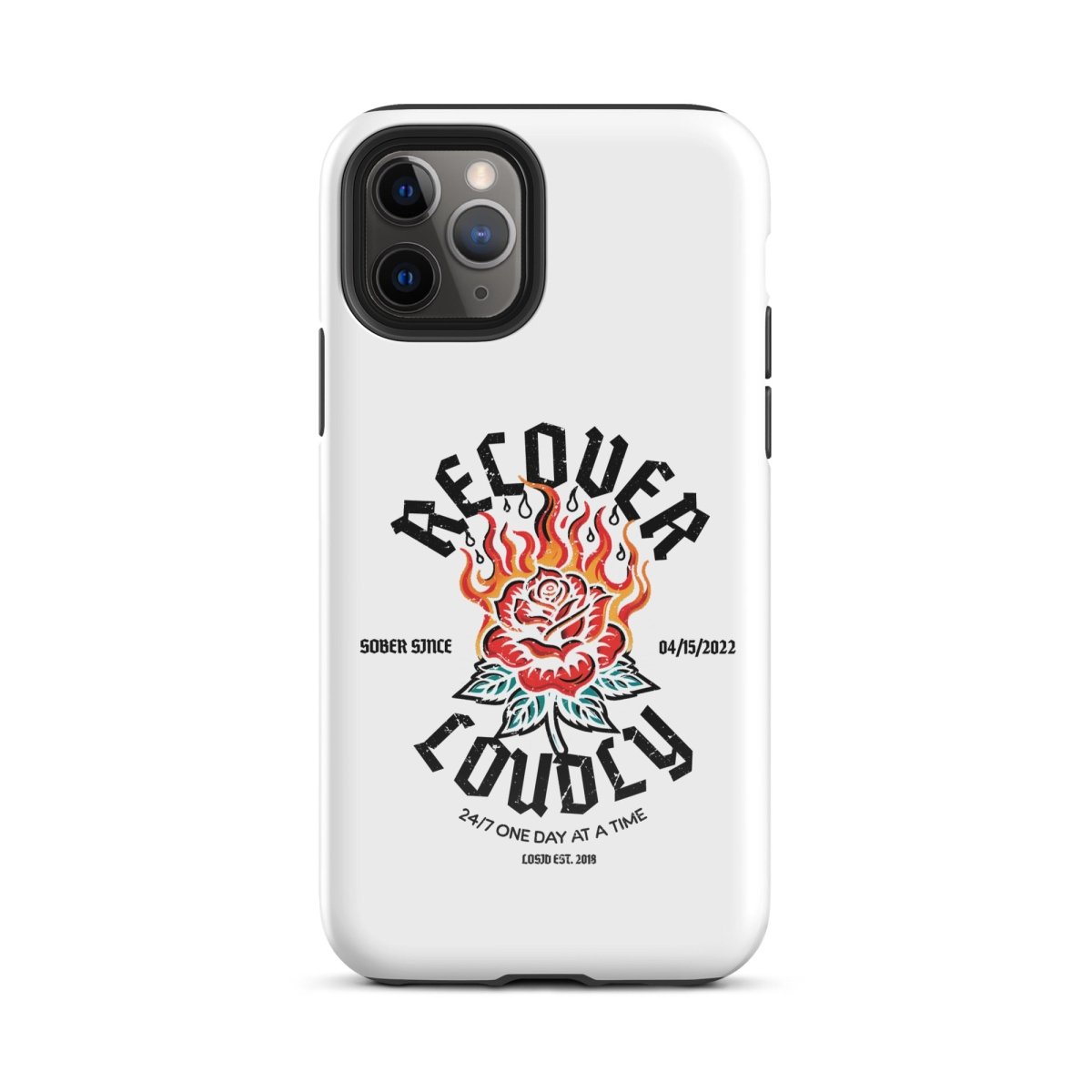 Recover Loudly Recovery Phone Case flat lay styled image (view 3)
