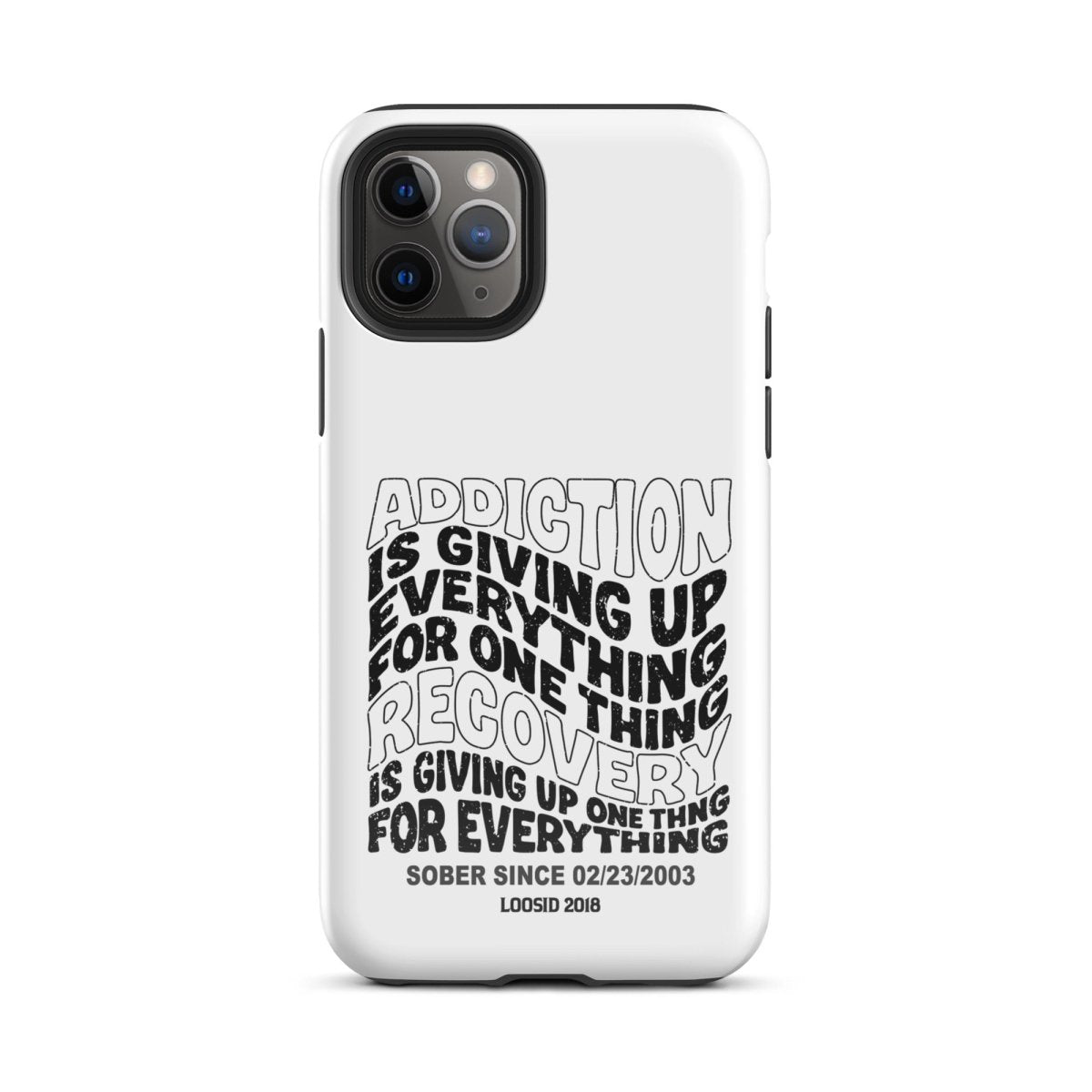 Addiction is Giving Up Recovery Phone Case flat lay styled image (view 3)
