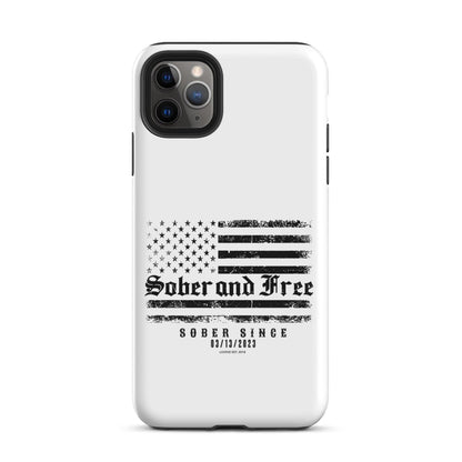 Sober & Free Recovery Phone Case flat lay styled image (view 3)
