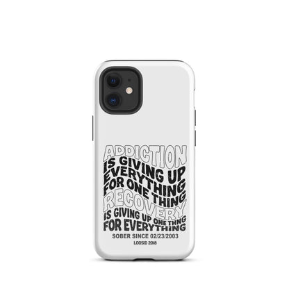 Addiction is Giving Up Recovery Phone Case lifestyle view (view 5)