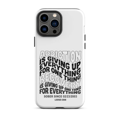Addiction is Giving Up Recovery Phone Case close-up view (view 12)