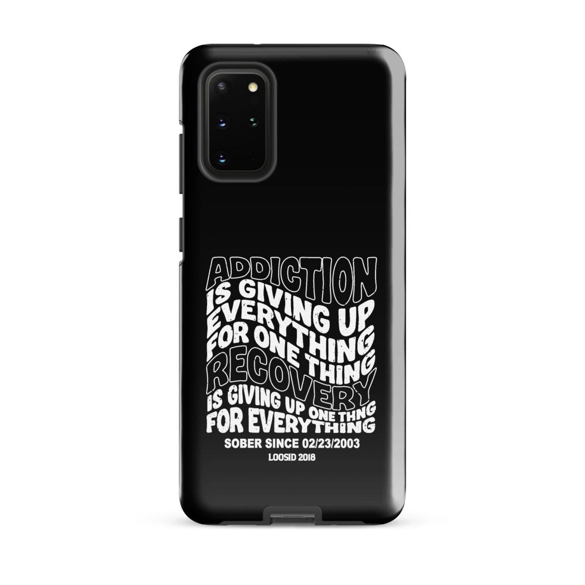 Addiction is Giving Up Recovery Phone Case flat lay styled image (view 3)
