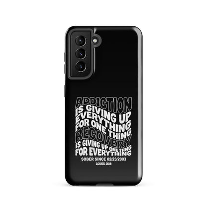Addiction is Giving Up Recovery Phone Case lifestyle view (view 5)