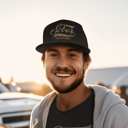 Sober Since Camo Trucker Hat w/Personalized Date