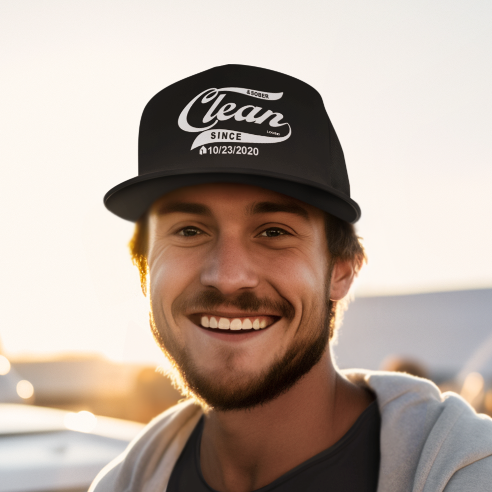 Mar Clean Since Trucker Hat w/ Personalized Sobriety Date  