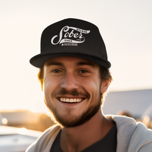 Mar Sober Since Snapback Trucker Hat w/ Personalized Sobriety Date