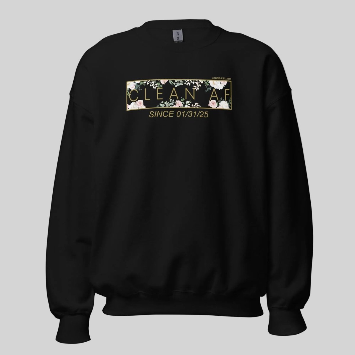 Clean AF Since Date Sobriety Recovery Hoodie lifestyle view (view 5)