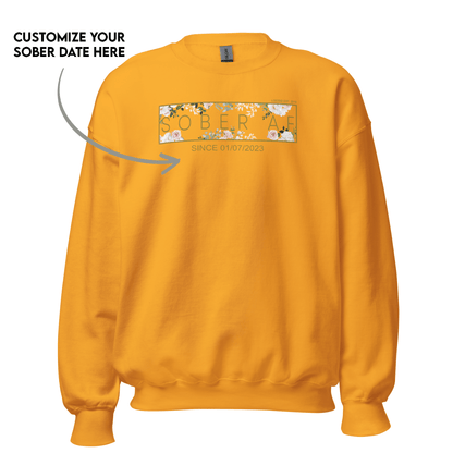 Women's Sober AF Flower Sweatshirt w/ Personalized Sobriety Date