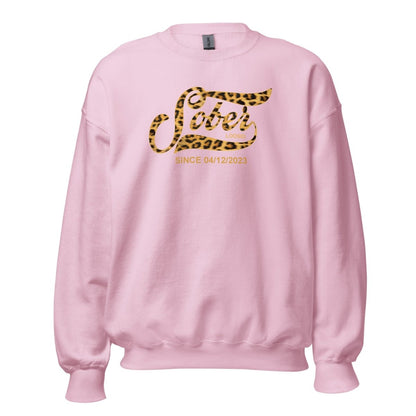 Leopard Sober Since Recovery Hoodie flat lay styled image (view 3)