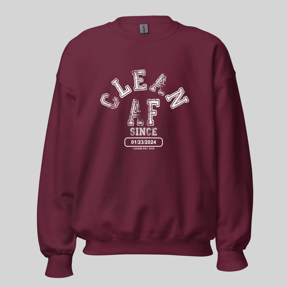 Clean AF Since Sobriety Recovery Hoodie fit detail (view 9)
