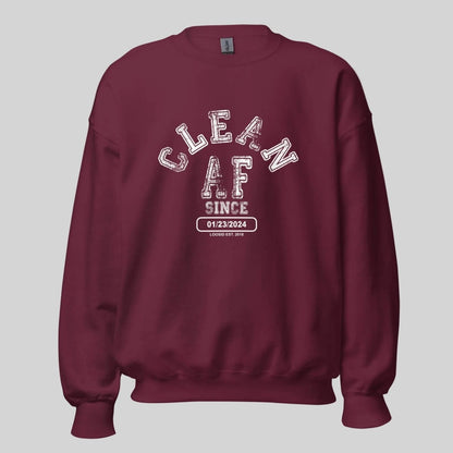 Clean AF Since Sobriety Recovery Hoodie fit detail (view 9)