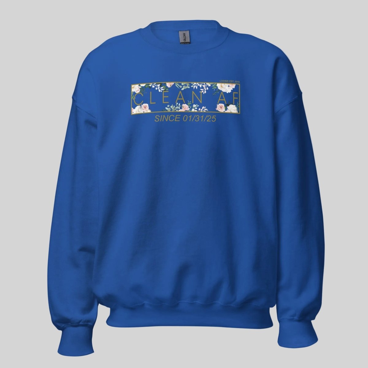 Clean AF Since Date Sobriety Recovery Hoodie close-up view (view 12)