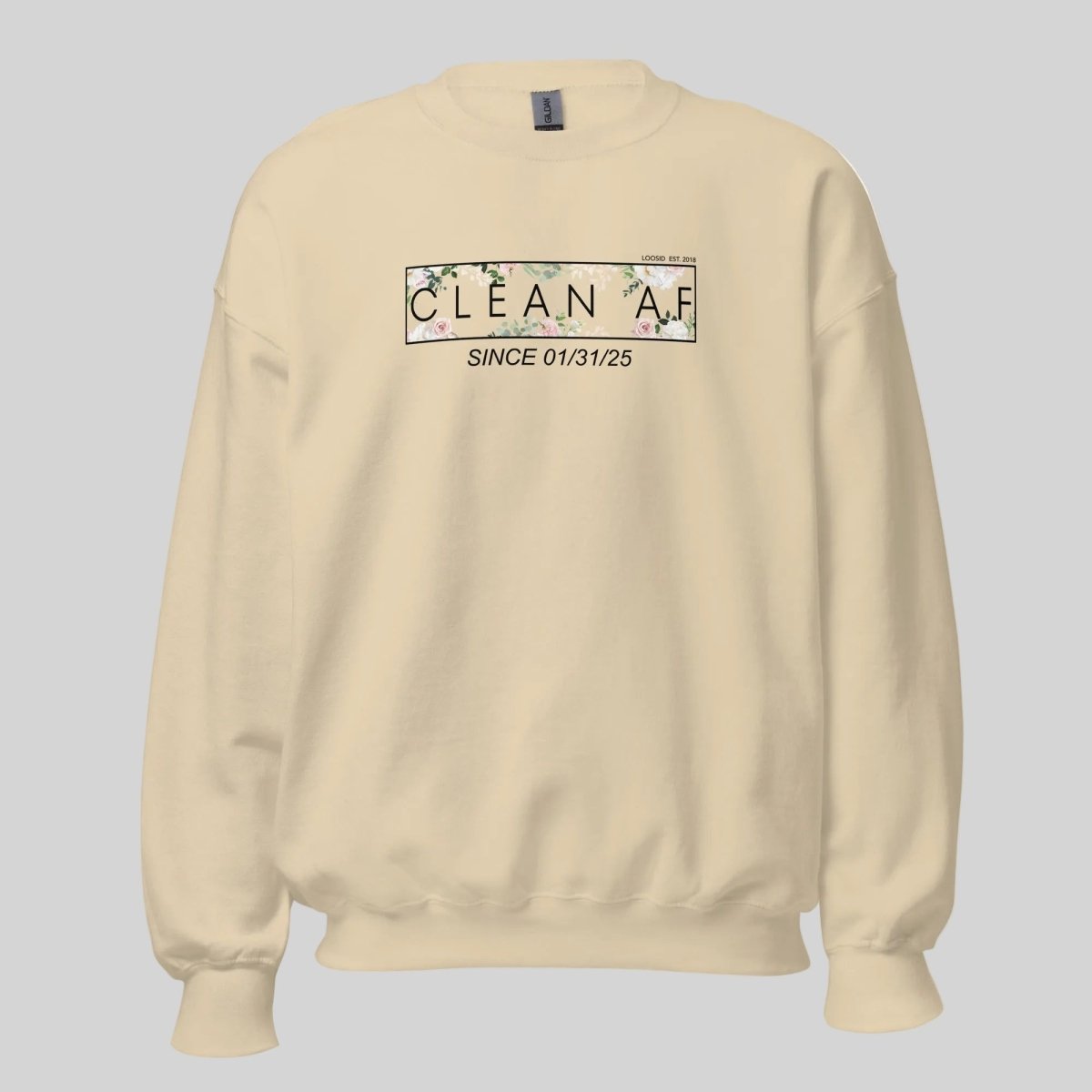 Clean AF Since Date Sobriety Recovery Hoodie graphic detail (view 24)