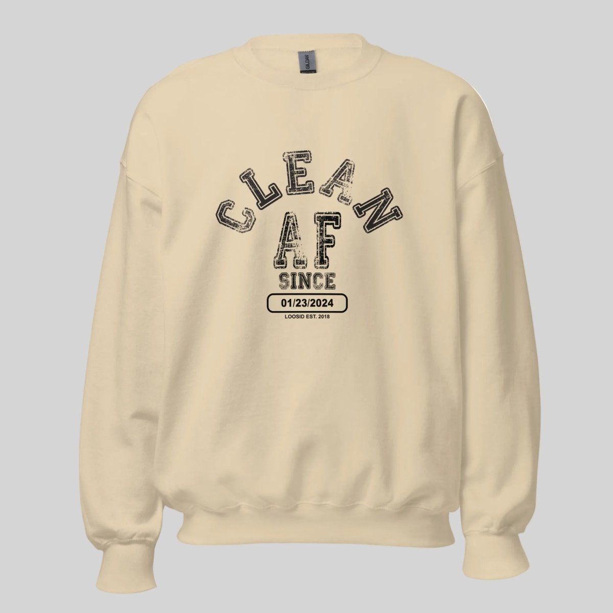 Clean AF Since Sobriety Recovery Hoodie graphic detail (view 24)