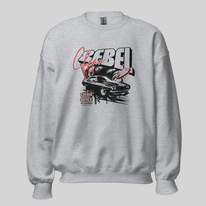 Women's heather gray Loosid Clean Rebel sobriety sweatshirt with personalized Clean Since Recovery date — Loosid