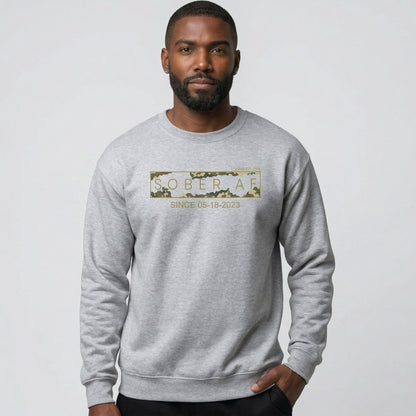 Sober AF Camo Crewneck Sweatshirt w/ Personalized Sobriety Date