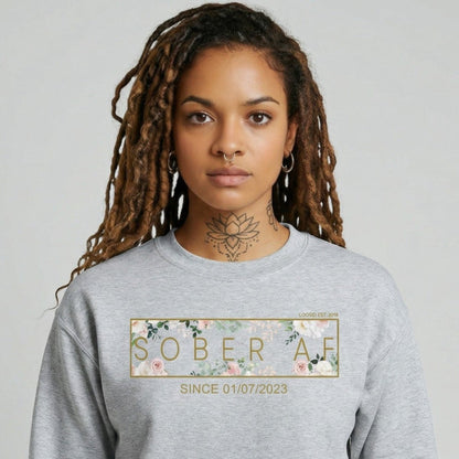 Recovery Sweatshirt | Women’s Sober AF Flower Sweatshirt