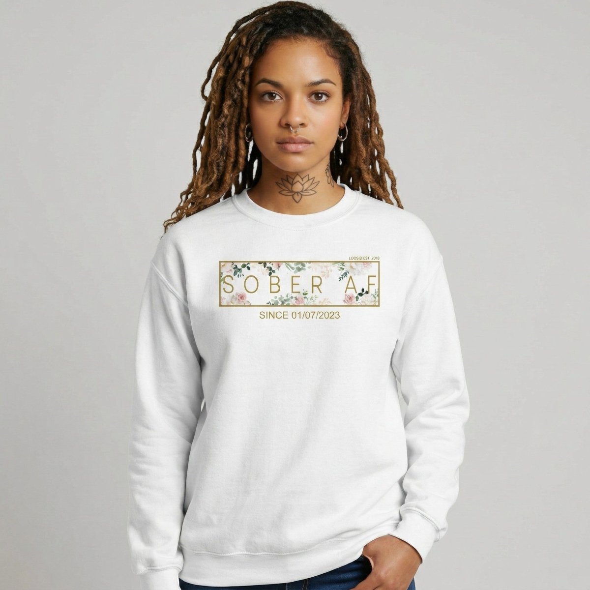 Recovery Sweatshirt | Women’s Sober AF Flower Sweatshirt