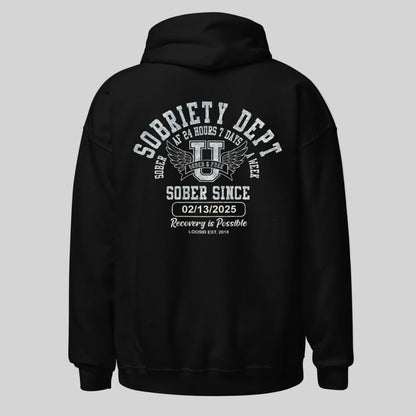 Sobriety Dept Recovery Hoodie side view (view 6)