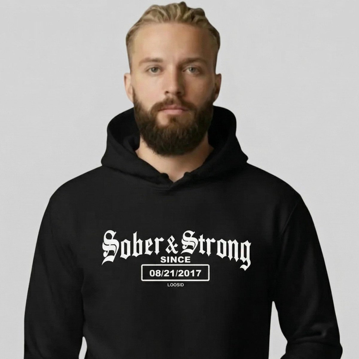 Recovery Hoodie | Men's Sober & Strong Old School with Custom Date