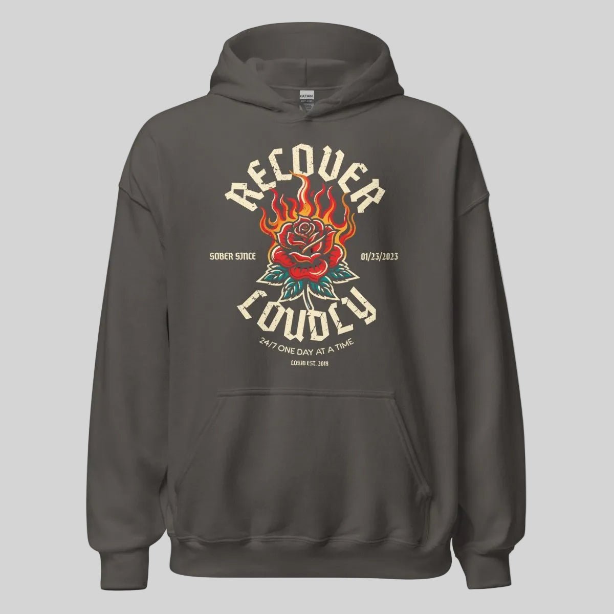 Recovery Hoodie | Recover Loudly Custom Sobriety Date Unisex Hoodie