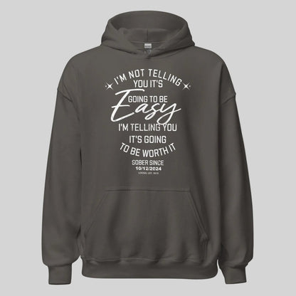 I'm Not Telling Custom Sobriety Date Recovery Hoodie lifestyle view (view 15)