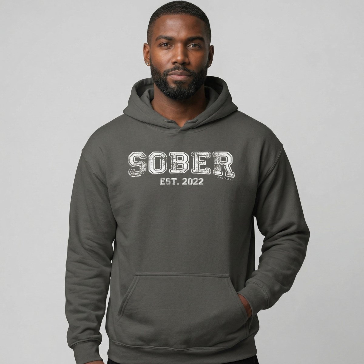 Men's Sober Est. Hoodie w/ Personalized Sobriety Year