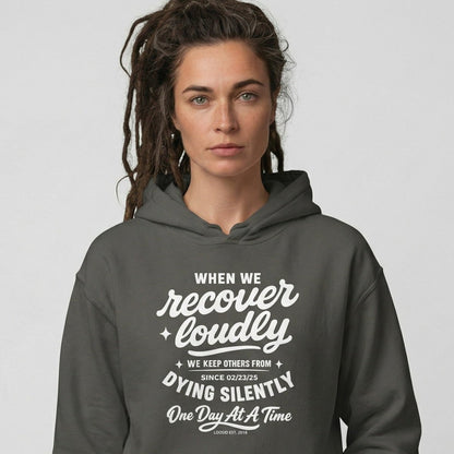 When we recover loudly Recovery Hoodie fit detail (view 9)