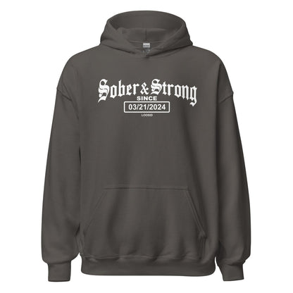 Old School Sober & Strong Recovery Hoodie back view (view 37)